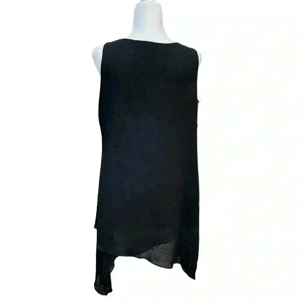 Soft Surroundings Black Asymmetrical Tunic Sleeveless M - Picture 3 of 7